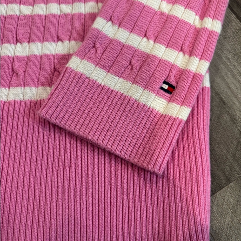 Tommy Hilfiger Pink and White Striped Shirt - Size Medium - Picture 3 of 6